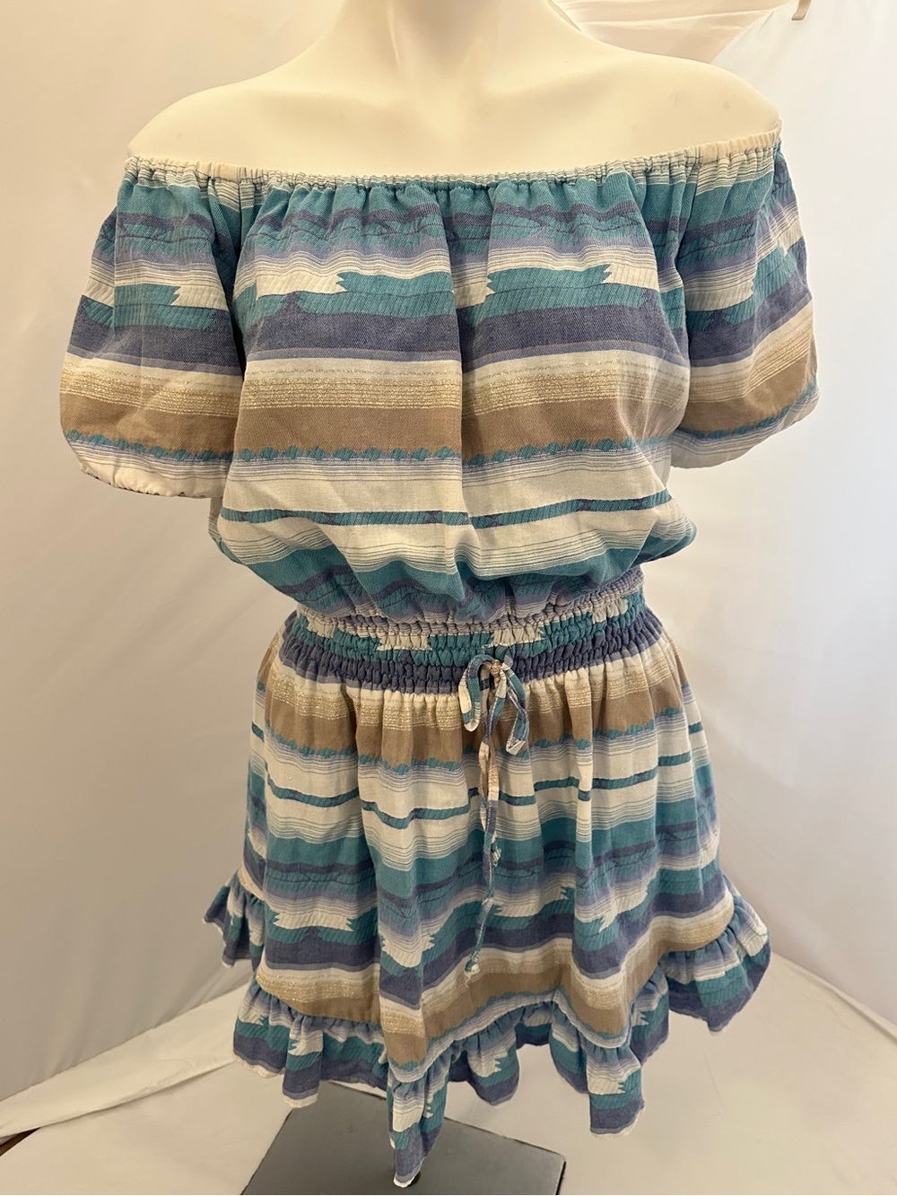 Anthropologie Drew multicolor off the shoulder striped dress